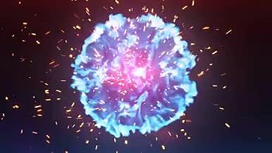 红色火花蓝色冲击波粒子爆炸特效AE模板视频的预览图